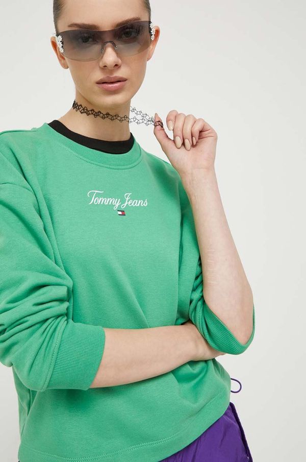 Tommy Jeans Dukserica Tommy Jeans za žene, boja: zelena, s tiskom