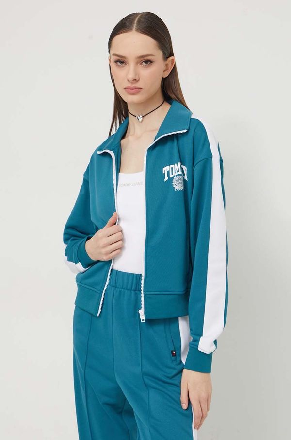 Tommy Jeans Dukserica Tommy Jeans za žene, boja: zelena, s uzorkom