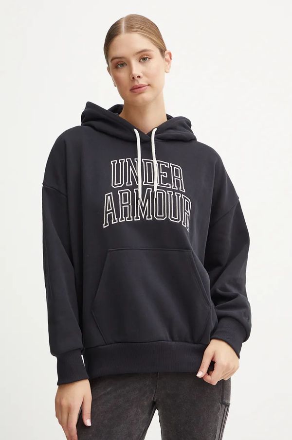 Under Armour Dukserica Under Armour Icon HWT Terry za žene, boja: crna, s kapuljačom, s tiskom, 1386494