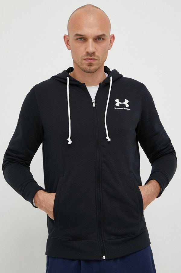 Under Armour Dukserica Under Armour za muškarce, boja: crna, s kapuljačom, glatka