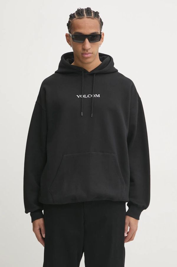 Volcom Dukserica Volcom za muškarce, boja: crna, s kapuljačom, s aplikacijom, A4132419