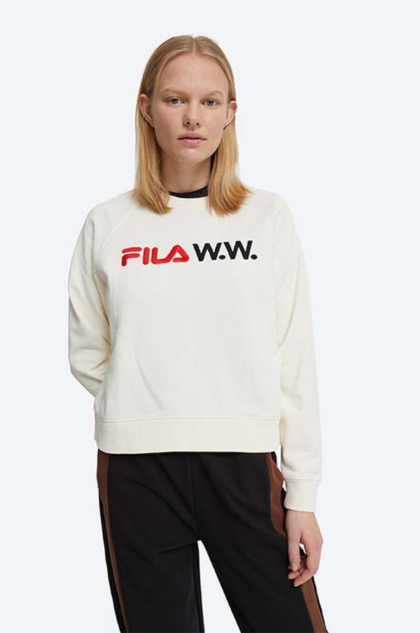Wood Wood Dukserica Wood Wood Elena x FIla za žene, boja: bijela, s tiskom, 688375.N15-WHITE