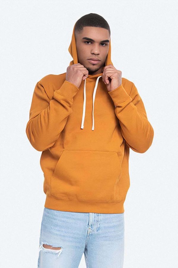 Wood Wood Dukserica Wood Wood Ian Hoodie Camel 10025605.2424 za muškarce, boja: bordo, s kapuljačom, s tiskom