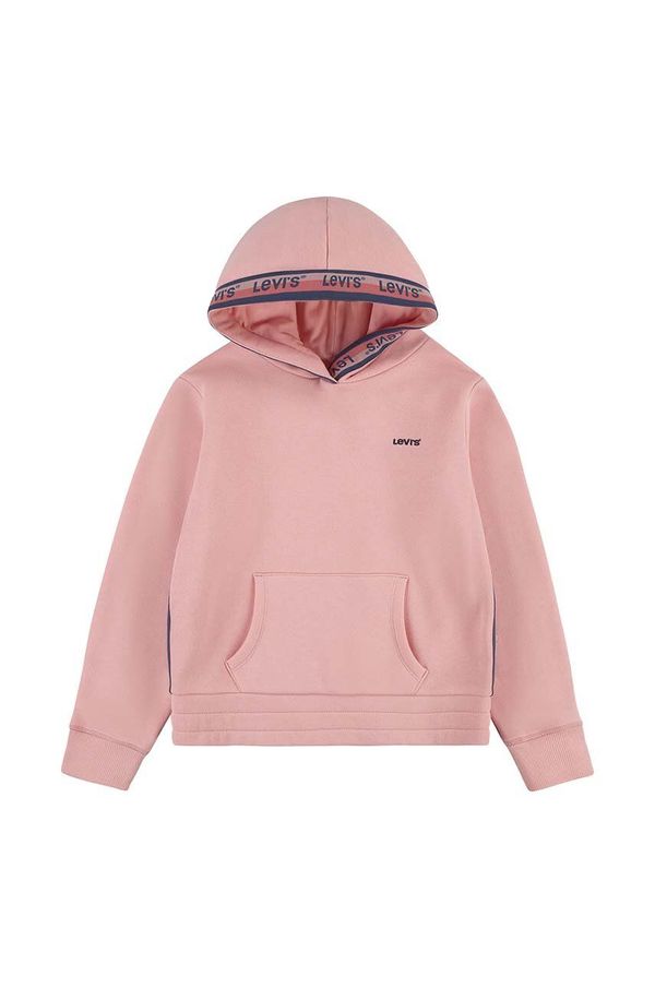 Levi's Dukserica za bebe Levi's boja: ružičasta, s kapuljačom, s aplikacijom