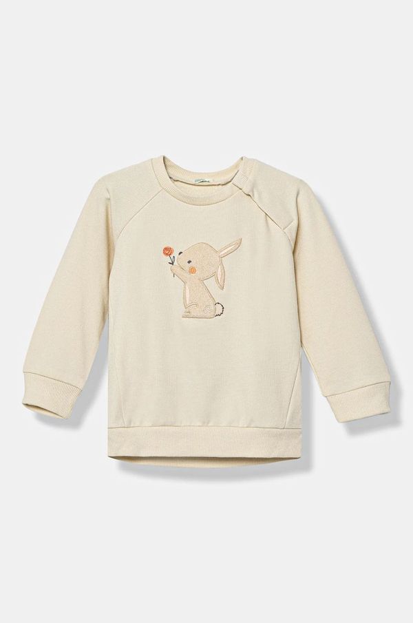 United Colors of Benetton Dukserica za bebe United Colors of Benetton boja: bež, s aplikacijom, 36MJA105G