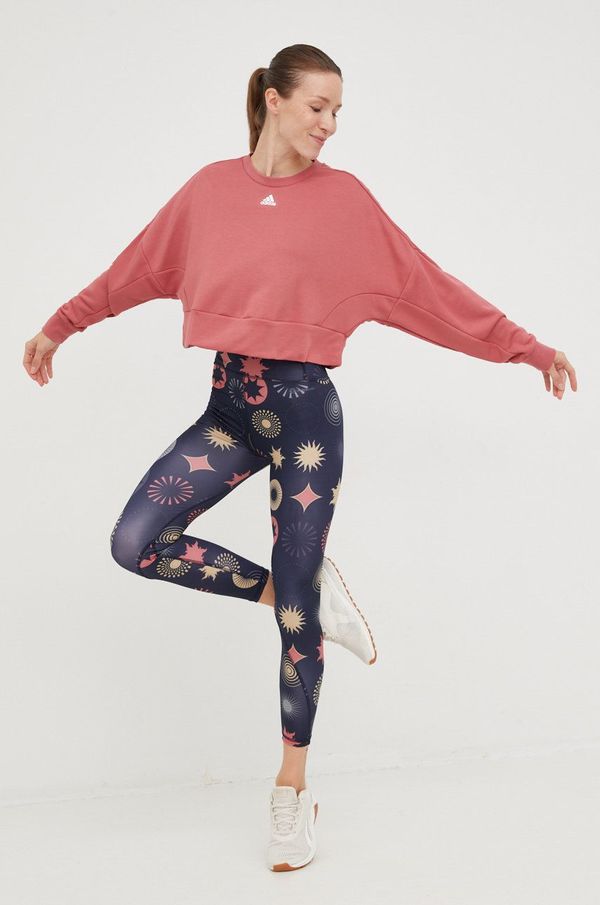 adidas Dukserica za jogu adidas Studio za žene, boja: ružičasta, glatka