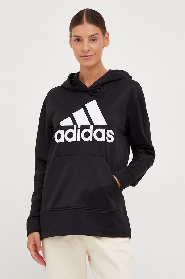 adidas Performance Dukserica za trening adidas Performance Big Logo za žene, boja: crna, s kapuljačom, s tiskom