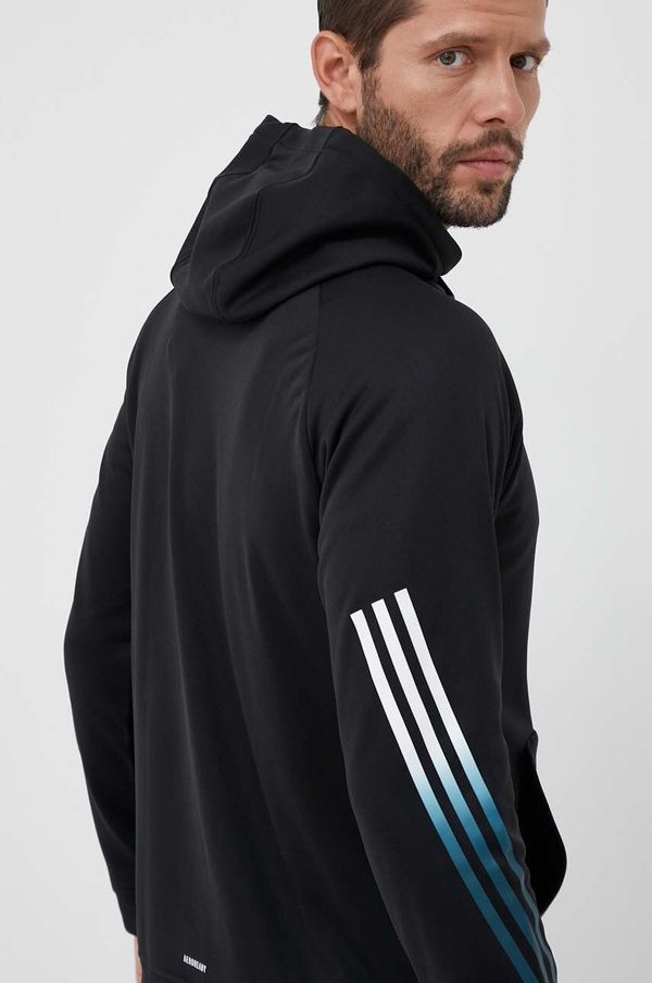 adidas Performance Dukserica za trening adidas Performance Train Icons boja: crna, s kapuljačom, s tiskom