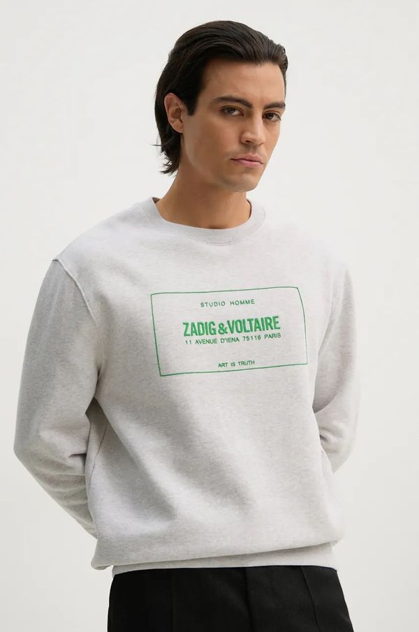 Zadig&Voltaire Dukserica ZADIG&VOLTAIRE za muškarce, boja: siva, s tiskom, JMSS00260