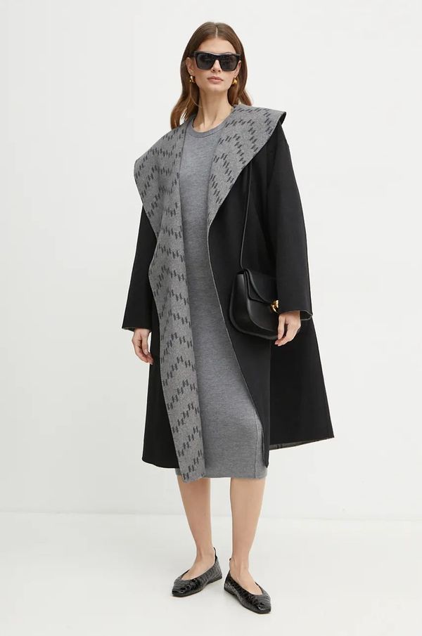 Karl Lagerfeld Dvostrani vuneni kaput Karl Lagerfeld boja: crna, za prijelazno razdoblje, oversize, 246W1502