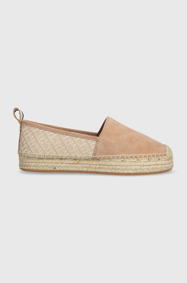 Boss Espadrile od brušene kože BOSS Madeira boja: bež, s platformom, 50516701