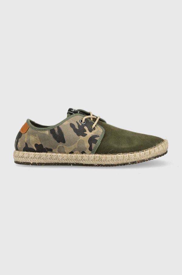 Pepe Jeans Espadrile od brušene kože Pepe Jeans TOURIST boja: zelena, PMS10315