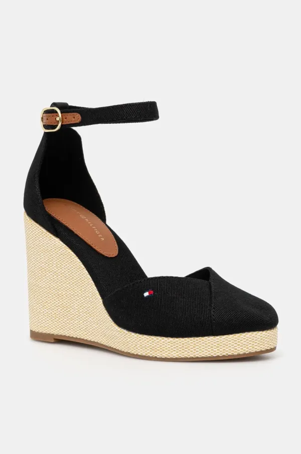 Tommy Hilfiger Espadrile Tommy Hilfiger FLAG HIGH WEDGE ESPAD CLOSED TOE boja: crna, klin peta, FW0FW08494