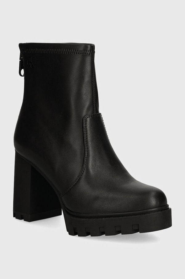 Calvin Klein Jeans Gležnjače Calvin Klein Jeans HEEL PLATFORM ZIP BOOT MG NAPPA za žene, boja: crna, s debelom potpeticom, YW0YW01546
