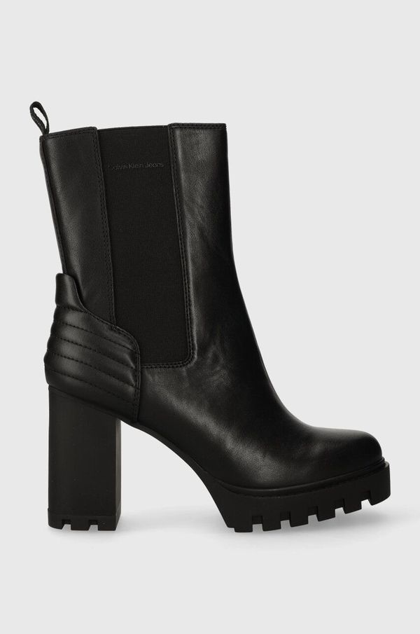 Calvin Klein Jeans Gležnjače Calvin Klein Jeans PLATFORM CHELSEA BOOT LTH WN za žene, boja: crna, s debelom potpeticom, sa srednje toplom podstavom, YW0YW01140