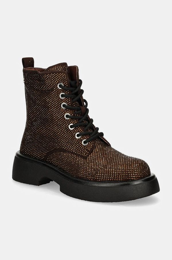 Goe Gležnjače GOE za žene, boja: smeđa, ravni potplat, MM2N4044 BROWN