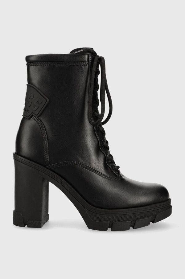 Guess Gležnjače Guess XENNIA za žene, boja: crna, s debelom potpeticom, FL7XEN ELE10