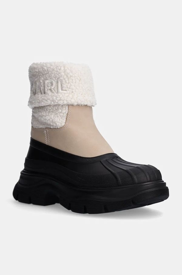 Karl Lagerfeld Gležnjače Karl Lagerfeld LUNA SNOW za žene, boja: bež, s platformom, sa srednje toplom podstavom, KL42965