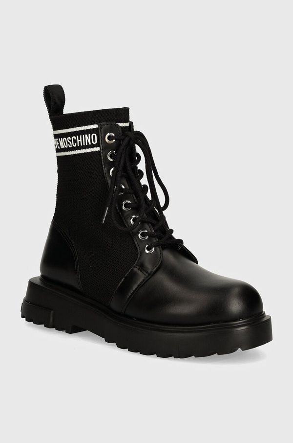 Love Moschino Gležnjače Love Moschino za žene, boja: crna, ravni potplat, JA24144G1LIYJ000