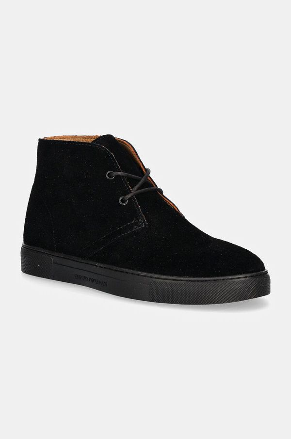 Emporio Armani Gležnjače od brušene kože Emporio Armani boja: crna, X4M392 XF053 00002