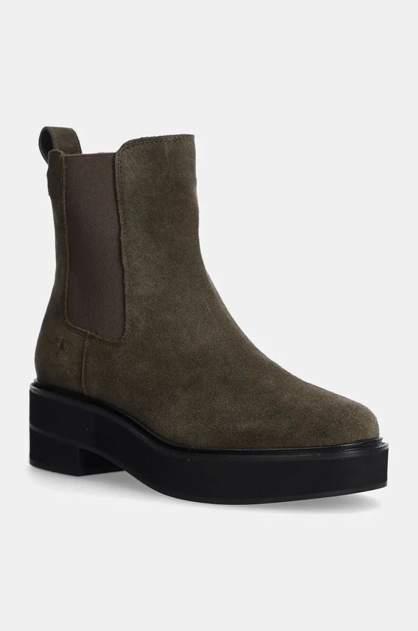 Lauren Ralph Lauren Gležnjače od brušene kože Lauren Ralph Lauren Adrianna za žene, boja: zelena, s debelom potpeticom, 802951237002
