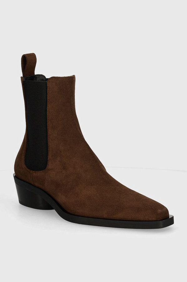 Proenza Schouler Gležnjače od brušene kože Proenza Schouler Bronco za žene, boja: smeđa, ravni potplat, PS41030A