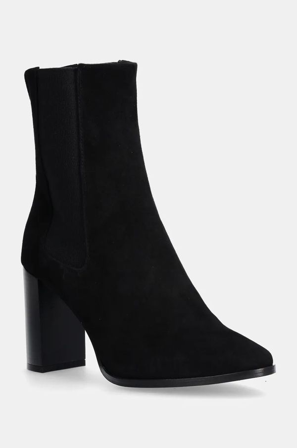 Calvin Klein Gležnjače od nubuk kože Calvin Klein HEEL CHELSEA BOOT 85 SUE boja: crna, s debelom potpeticom, HW0HW02192