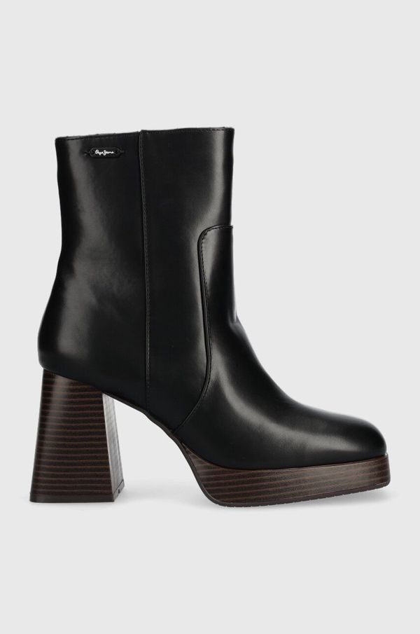 Pepe Jeans Gležnjače Pepe Jeans ABBA WOOD za žene, boja: crna, s debelom potpeticom, PLS50494
