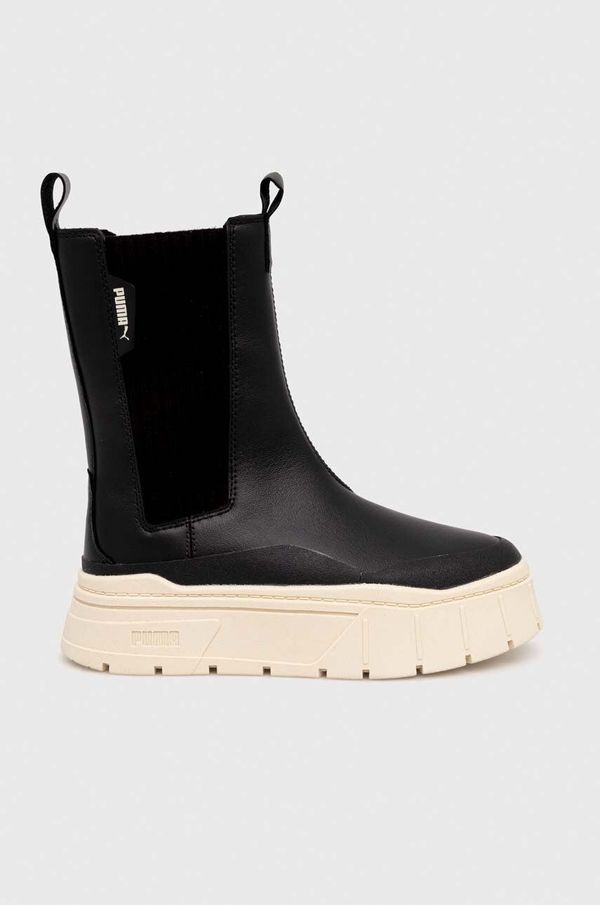 Puma Gležnjače Puma Mayze Stack Chelsea Winter Wns za žene, boja: crna, s platformom, sa srednje toplom podstavom