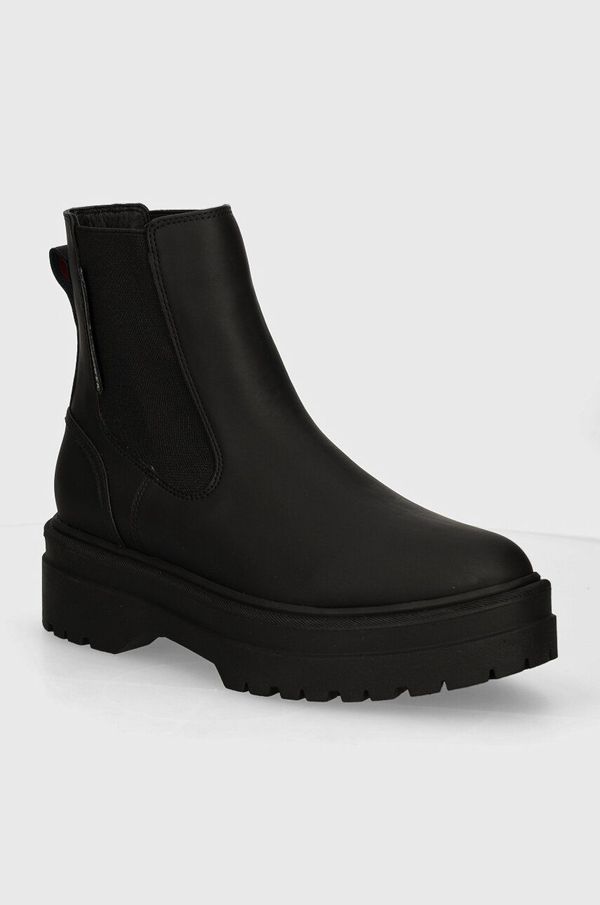 Tommy Hilfiger Gležnjače Tommy Hilfiger RUBBERISED CHELSEA TL za žene, boja: crna, ravni potplat, FW0FW08162