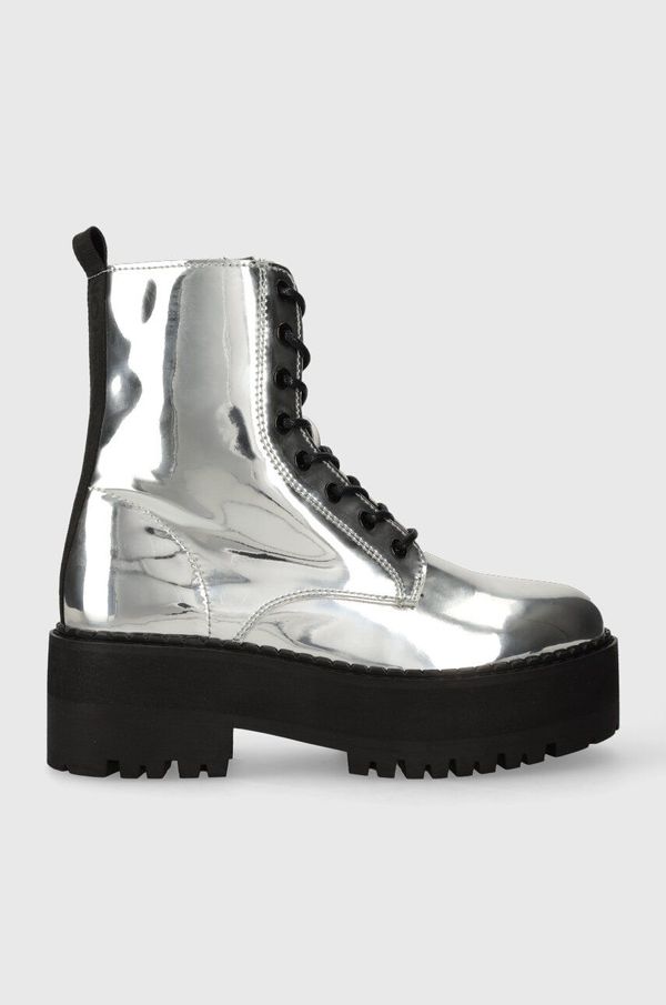 Tommy Jeans Gležnjače Tommy Jeans TJW FLATFORM ZIP UP METALLIC za žene, boja: srebrna, s platformom, EN0EN02403