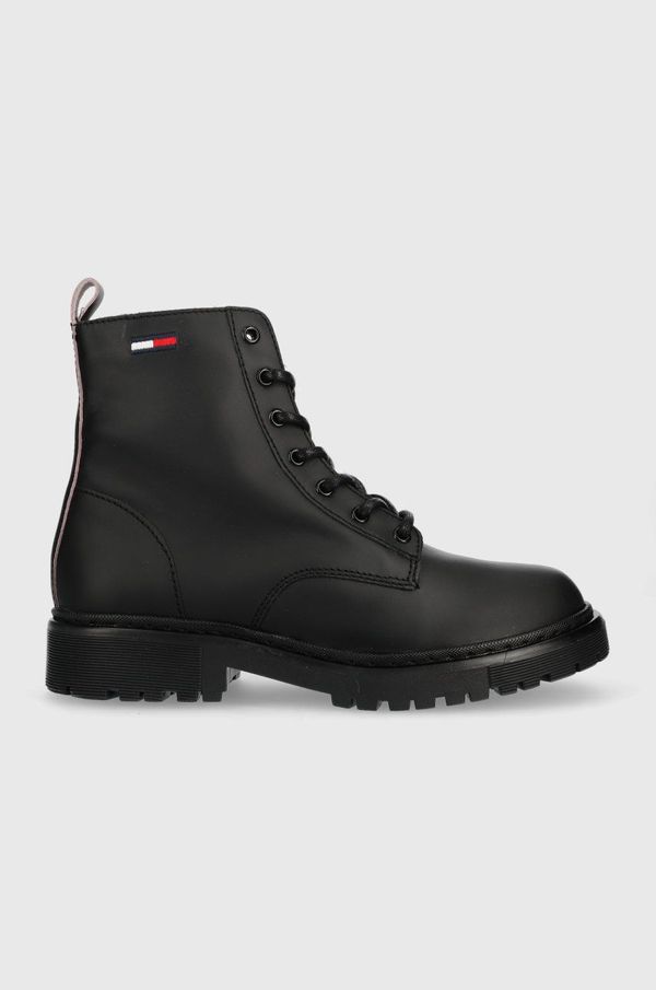 Tommy Jeans Gležnjače Tommy Jeans Tommy Jeans Lace Up Flat Boot za žene, boja: crna, ravna potpetica