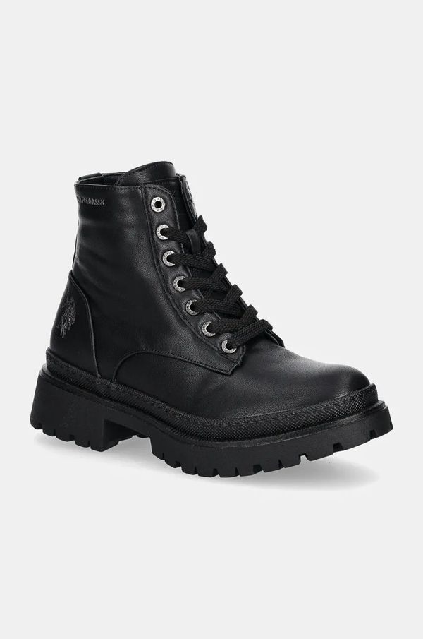 U.S. Polo Assn. Gležnjače U.S. Polo Assn. BYKER za žene, boja: crna, ravni potplat, BYKER001W/DU1