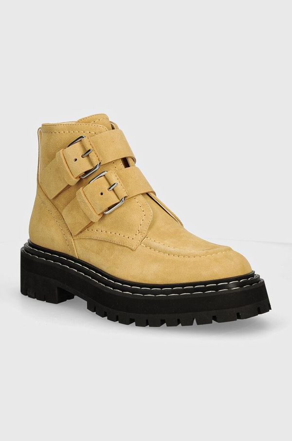 Proenza Schouler Gležnječe od brušene kože Proenza Schouler Lug Sole za žene, boja: bež, s platformom, PS43100A