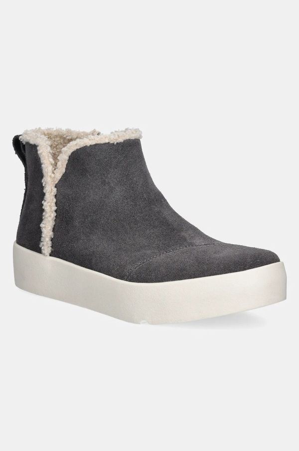 Toms Gležnječe od brušene kože Toms VERONA MID boja: siva, ravni potplat, sa srednje toplom podstavom, 10021443