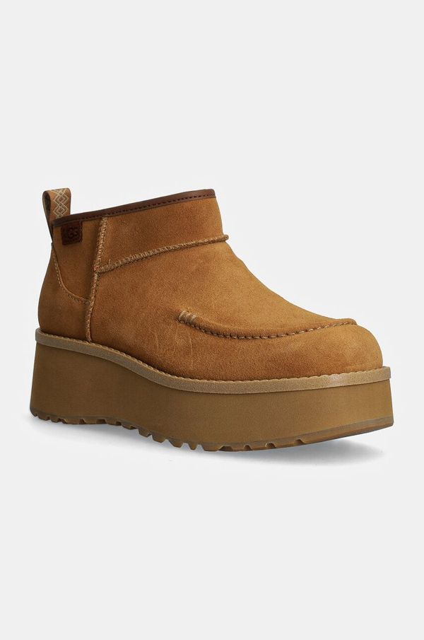 Ugg Gležnječe od brušene kože UGG Cityfunc Ultra Mini boja: smeđa, s platformom, 1158193-CHE