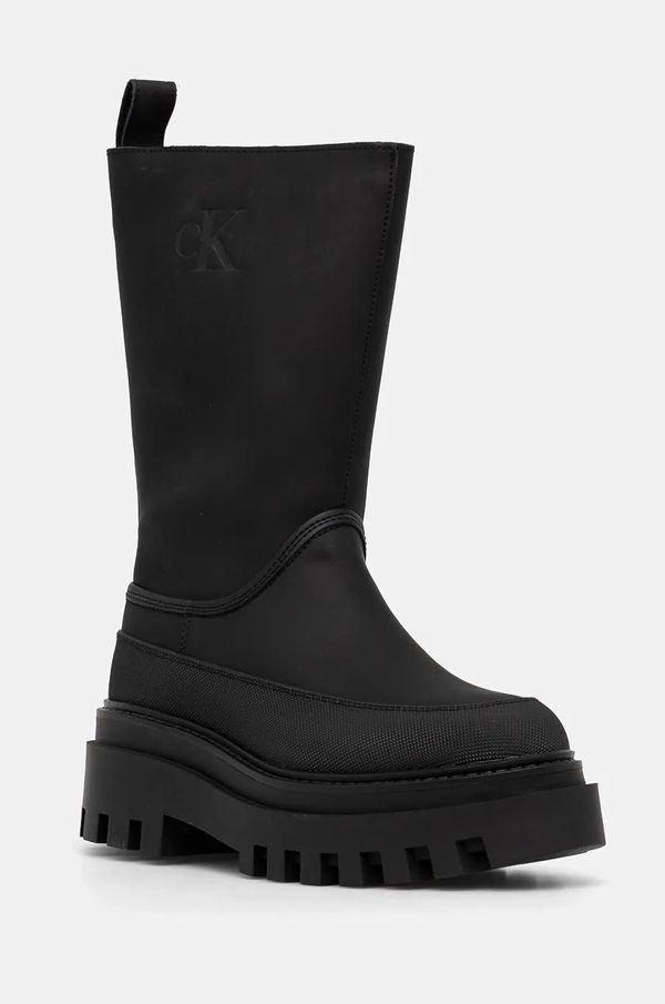 Calvin Klein Jeans Gumene čizme Calvin Klein Jeans FLATFORM RAINBOOT HIGH MG R za žene, boja: crna, YW0YW01559