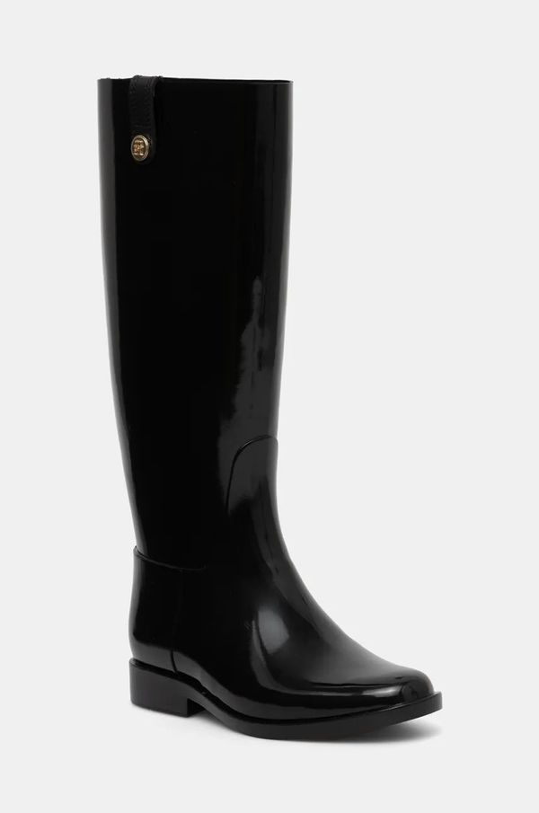 Tommy Hilfiger Gumene čizme Tommy Hilfiger TH STUD RUBBER LONG RAINBOOT za žene, boja: crna, FW0FW08185