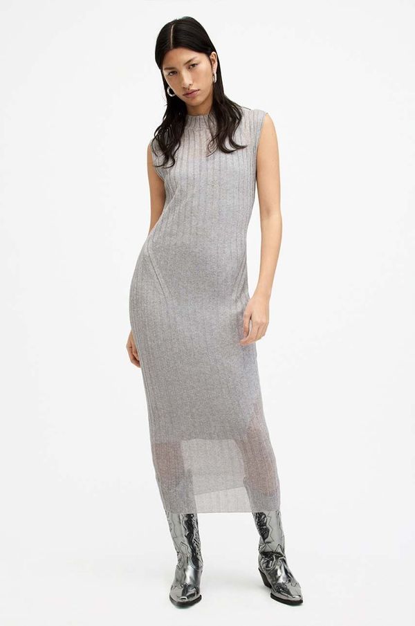 AllSaints Haljina AllSaints PATRICE DRESS boja: siva, midi, uska, W216DA