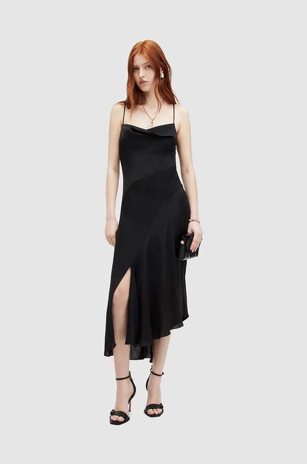 AllSaints Haljina AllSaints UNA boja: crna, midi, ravna