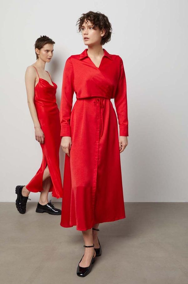 Answear Lab Haljina Answear Lab boja: crvena, maxi, oversize