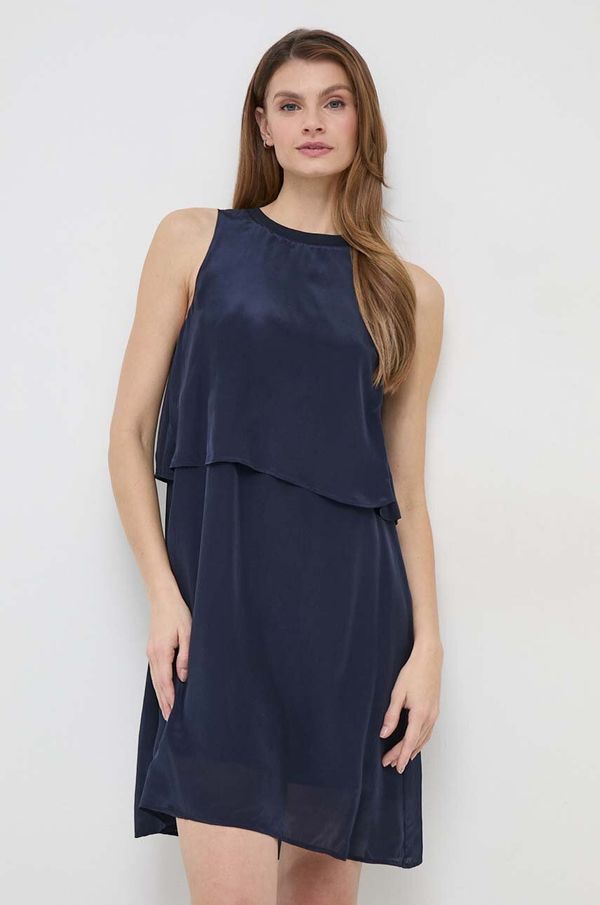 Armani Exchange Haljina Armani Exchange boja: tamno plava, mini, širi se prema dolje