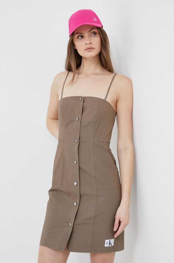 Calvin Klein Jeans Haljina Calvin Klein Jeans boja: smeđa, mini, ravna