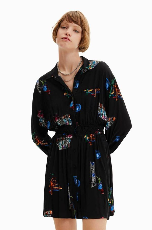 Desigual Haljina Desigual boja: crna, mini, ravna