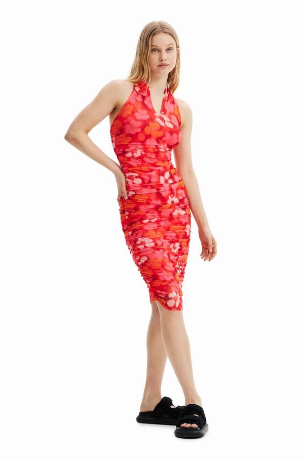 Desigual Haljina Desigual boja: crvena, midi, uska