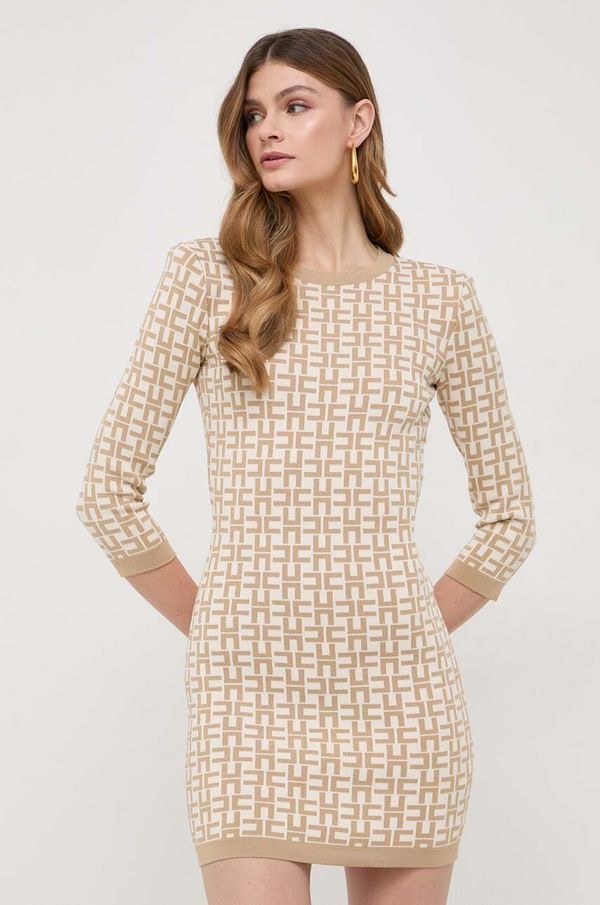 Elisabetta Franchi Haljina Elisabetta Franchi boja: bež, mini, uska