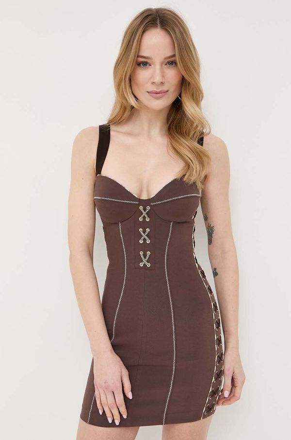Elisabetta Franchi Haljina Elisabetta Franchi boja: smeđa, mini, uske