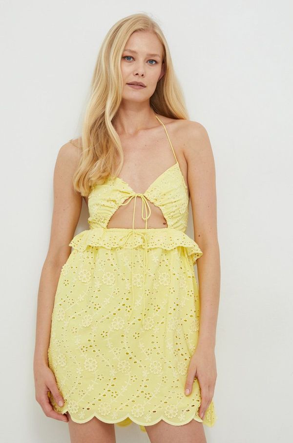 For Love & Lemons Haljina For Love & Lemons boja: žuta, mini, širi se prema dolje
