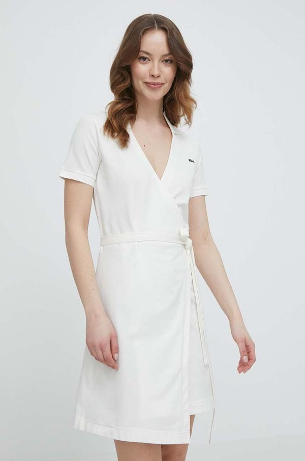 Lacoste Haljina Lacoste boja: bež, mini, širi se prema dolje