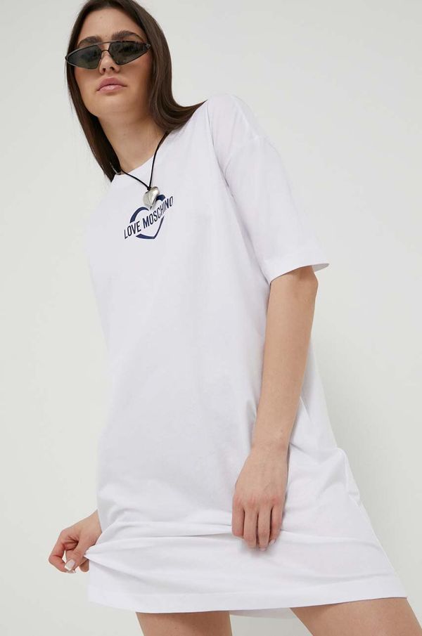 Love Moschino Haljina Love Moschino boja: bijela, mini, oversize